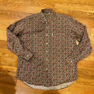 Vintage Benetton Floral Flower Artsy Shirt Long Sleeve Dress Shirt Button Up M